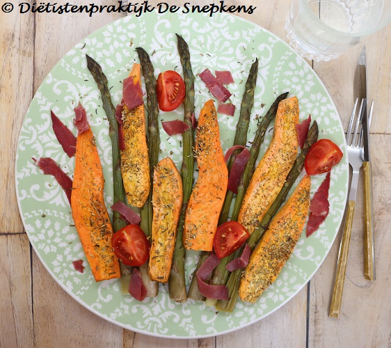 groene asperges-zoeteaardappel