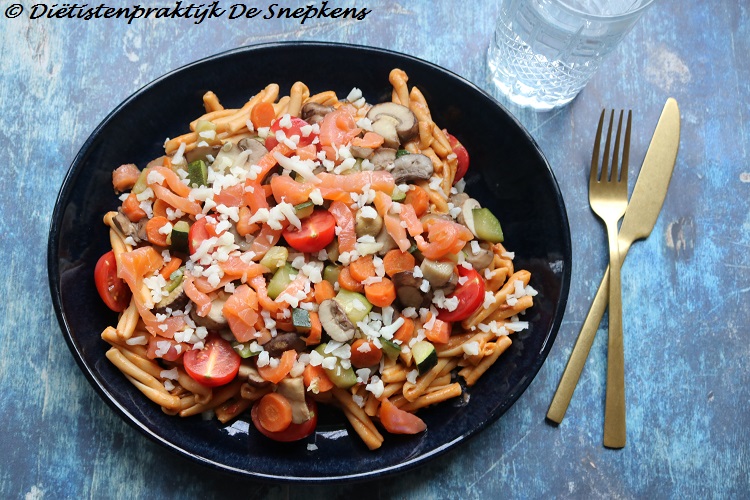 kikkererwtenpasta gerookte zalm